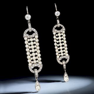 Antique Pearl and Diamond Earrings