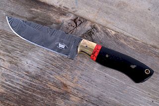 M.T. Knives Bozeman Damascus & Buffalo Knife