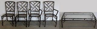 Vintage Iron Faux Bamboo Set of Table and Chairs.