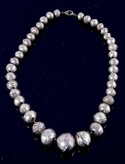 Navajo Graduated Silver Concho Bead Necklace 1920