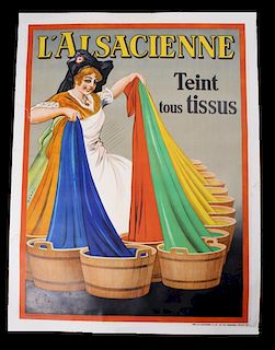 1930 L'Alsacienne Tient Tous Tissus Poster