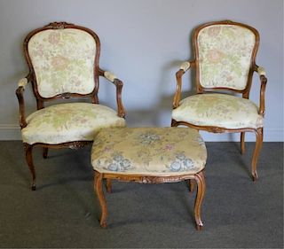 3 Pieces of Vintage Louis XV Style Furniture.