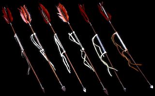 Six Beaded Leather Sioux Native American Arrows