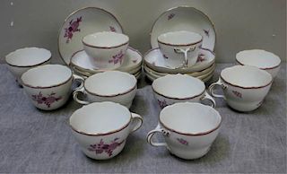 Meissen Porcelain Group of Cups and Saucers.