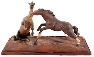 Original G.C. Wentworth Fighting Horses Sculpture