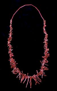 Navajo Red Branch Coral Necklace and Earring Set