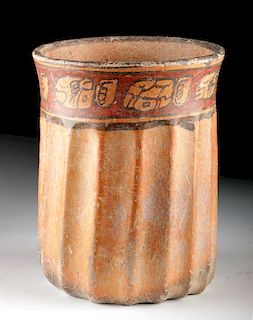 Maya Ceramic Cylinder Vessel w/ Glyph Band