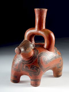 Chavin Pottery Llama Stirrup Vessel