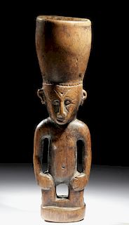 Early 20th C. Papua New Guinea Wood Betel Nut Mortar