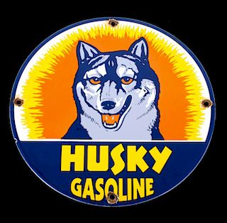 Husky Gasoline Porcelain Advertising Sign