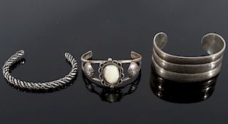 Set of Navajo Sterling Silver Bracelets