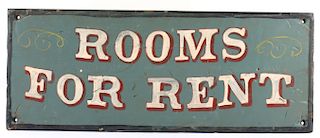 American Folk Art Hand Painted Rooms For Rent Sign