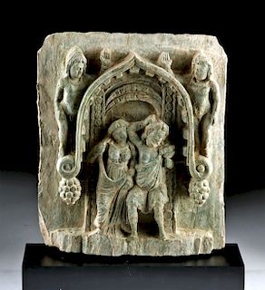 Gandharan Glazed Stone Relief w/ Dionysiac Scene