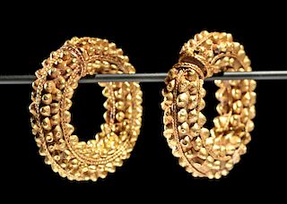Published Pair of East Greek Gold Earrings - 29.6 g