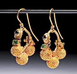 Published Greek Gold Cluster & Gemstone Earrings (pr)