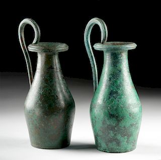 Fine Pair of Etruscan Bronze Olpes