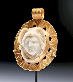 Roman Agate Medusa Cameo & Gold Pendant - Ex Christie's