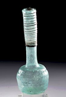 10th C. Islamic Glass Bottle w/ Red Threading