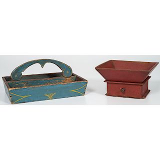 Painted Apple Box and Cutlery Tray