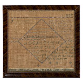Connecticut Sampler by Mariah Bowen, Dated 1827