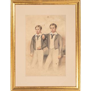Watercolor Portrait of Two Brothers