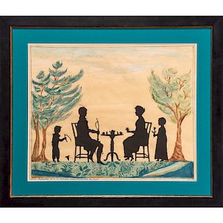 Cut Paper and Watercolor Silhouette of a Family