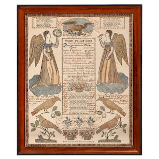 Montgomery County, Ohio Printed Fraktur for Birth and Baptism 
