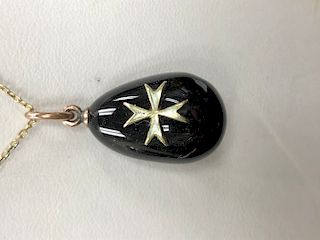 Faberge Russian Gold Black Nephrite Miniature Egg