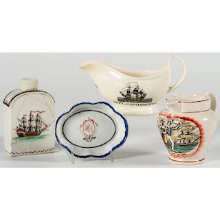 Cream and Pearlware Transfer Vessels, Plus