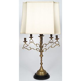 Dutch Brass Candelabra Lamp