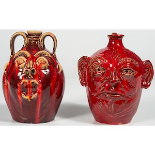 Colorful Face Jugs by Various Makers