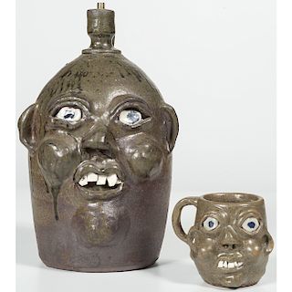 Harold and Grace Nell Hewell Face Jug and Mug