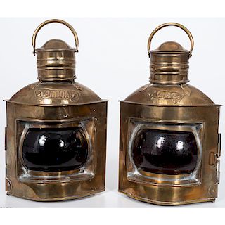 Two Small Brass Nautical Lamps