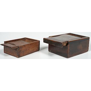 Two Wooden Slide Boxes 