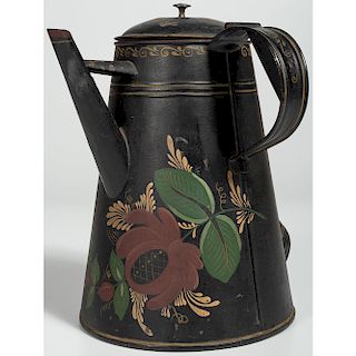 Large Toleware Coffee Pot