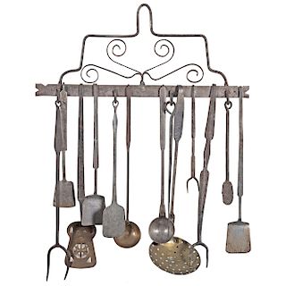 Cast Iron Rack with Kitchen Tools