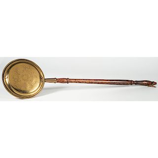 Brass Bedwarmer with Turned Wood Handle