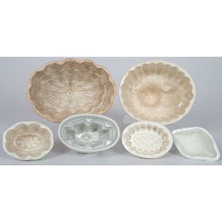 Six Ironstone Food Molds Including Examples by Wedgwood and Copeland