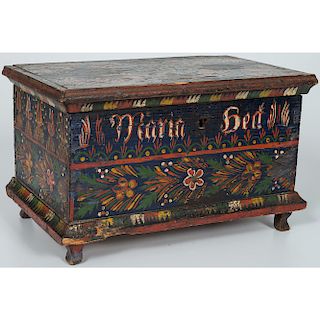 Miniature Painted Blanket Chest, Possibly Mennonite