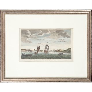 A View of the Entrance of the Harbor of the Havana, Hand-Colored Engraving