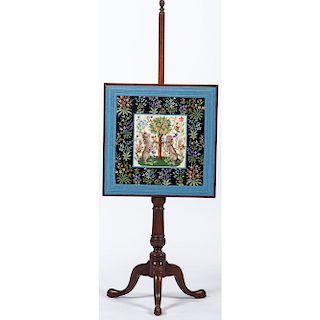 Chippendale-style Pole Screen with Contemporary Needlework