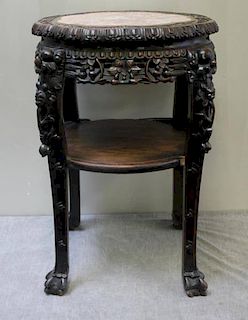 Chinese Carved & Marble Top Hardwood Center