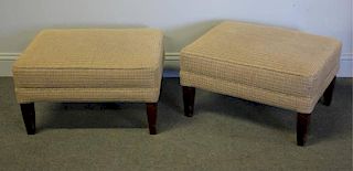 Midcentury Pair of Upholstered Ottomans.