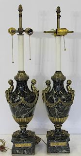 Pair Of Antique Marble And Bronze Mounted