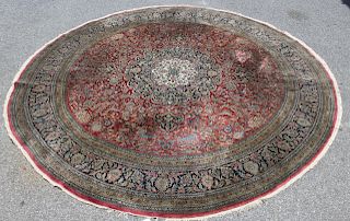Vintage and Finely Hand Woven Round Carpet