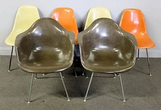 Midcentury Set of 6 Eames Shell Chairs.
