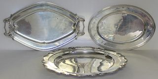 STERLING. Grouping of (3) Large Serving Trays.