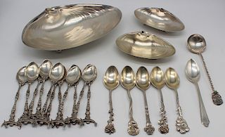 SILVER. (3) Sterling Shells and Assorted Demitasse