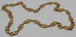 JEWELRY. Italian 18kt Gold "Gucci Link" Chain.