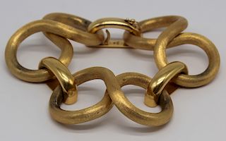 JEWELRY. Large Italian 18kt Gold Link Bracelet.